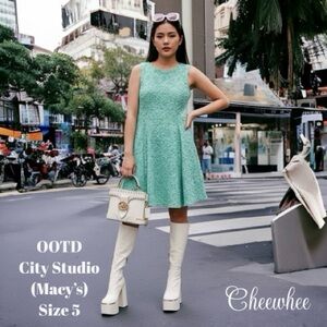 City Studio (Macy’s) Dress Pastel Green Lace Sleeveless Fit & Flare Junior's 5